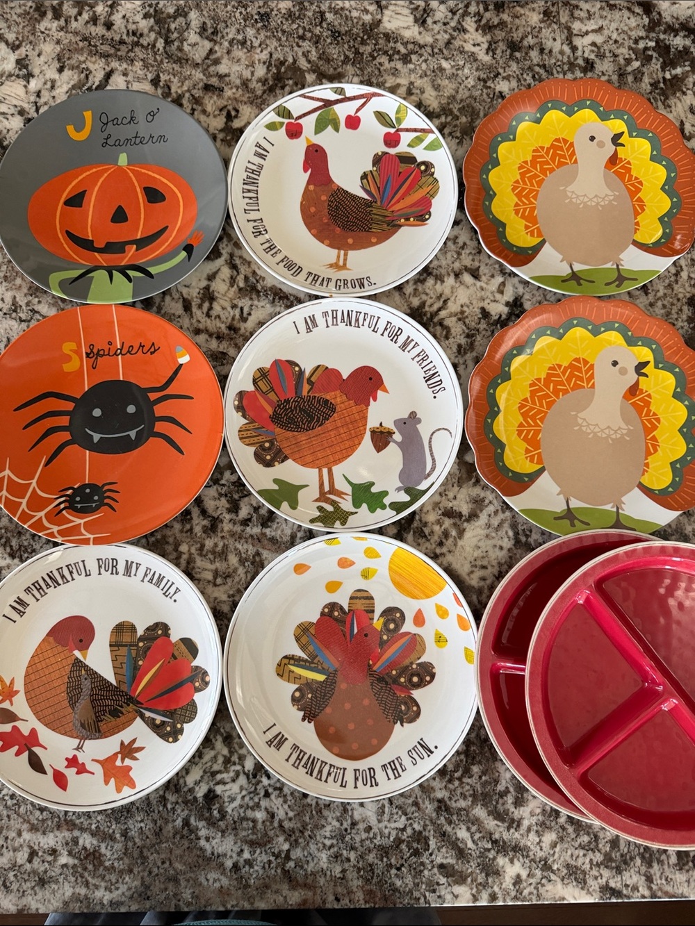 Pottery barn kids PBK 10 piece melamine fall holiday dinner table plates